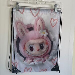 LABUBU Pink Bunny Drawstring Tote Bag NWT!